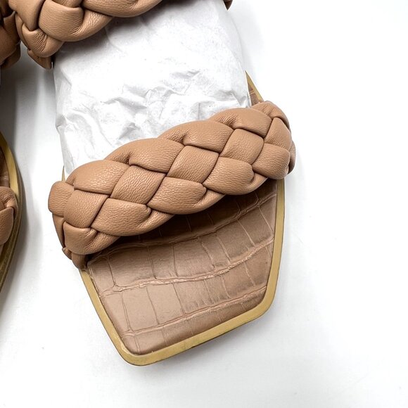Dolce‎ Vita Size 6 Vegan Leather Beige Tan Nude Braided Woven Flat Sandals Shoes - Picture 5 of 13
